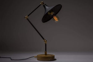 Gramophone - Industrial Black Desk Lamp-Galen Leather