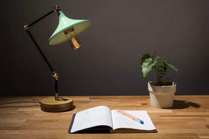 Gramophone - Industrial Mint Desk Lamp-Galen Leather