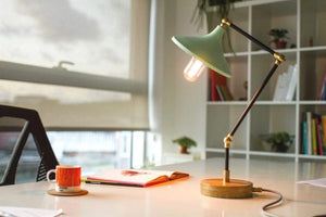 Gramophone - Industrial Mint Desk Lamp-Galen Leather