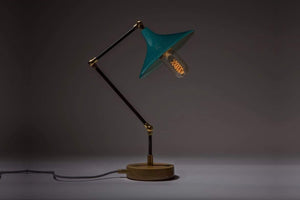 Gramophone - Industrial Teal Desk Lamp-Galen Leather