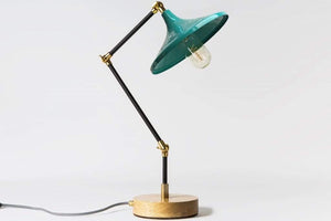 Gramophone - Industrial Teal Desk Lamp-Galen Leather