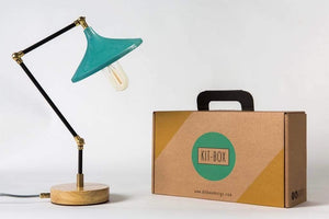 Gramophone - Industrial Teal Desk Lamp-Galen Leather