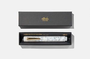 Hightide - Attache Marbled Fountain Pen - White-Galen Leather