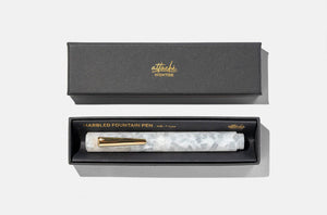 Hightide - Attache Marbled Fountain Pen - White-Galen Leather