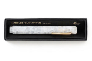 Hightide - Attache Marbled Fountain Pen - White-Galen Leather
