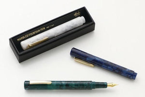 Hightide - Attache Marbled Fountain Pen - White-Galen Leather