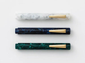 Hightide - Attache Marbled Fountain Pen - White-Galen Leather