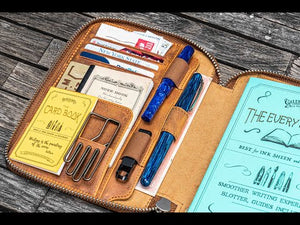 Handmade Leather Zippered B6 / B6 Slim Planner & Notebook Folio - Product Video - Galen Leather