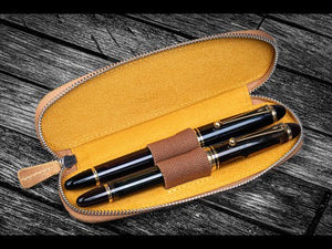 Leather Zippered Duo Slim Pen Case for 2 Pens Product Video