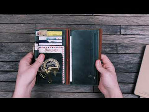 Leather Wallet Insert for Traveler's Notebook - Regular Size - Crazy Forest Green