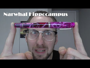 Nahvalur (Narwhal) Fountain Pen - Hippocampus Purple + Leather Pen Sleeve