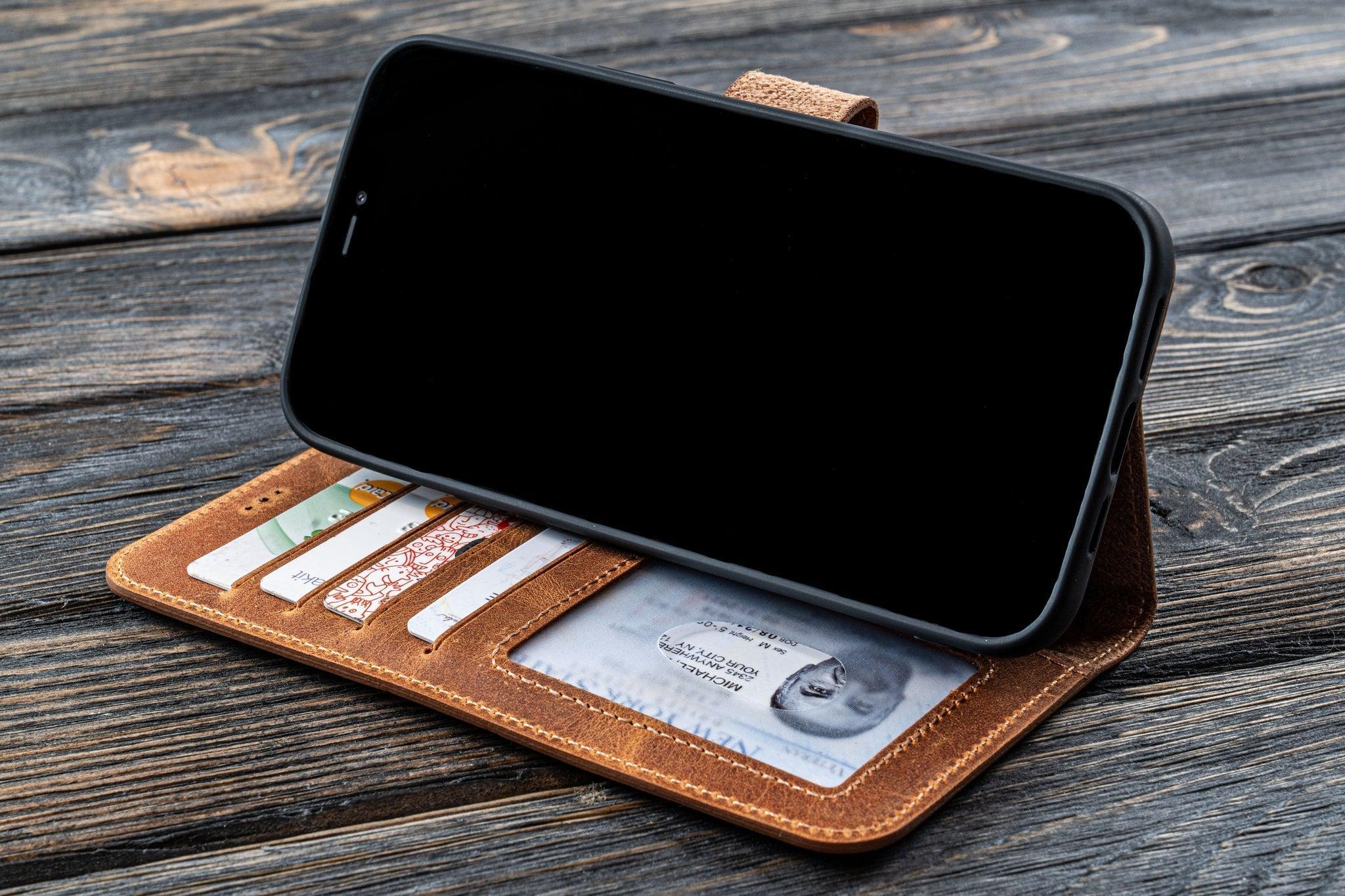 Leather iPhone Wallet / Case for two phones | Classic Orange