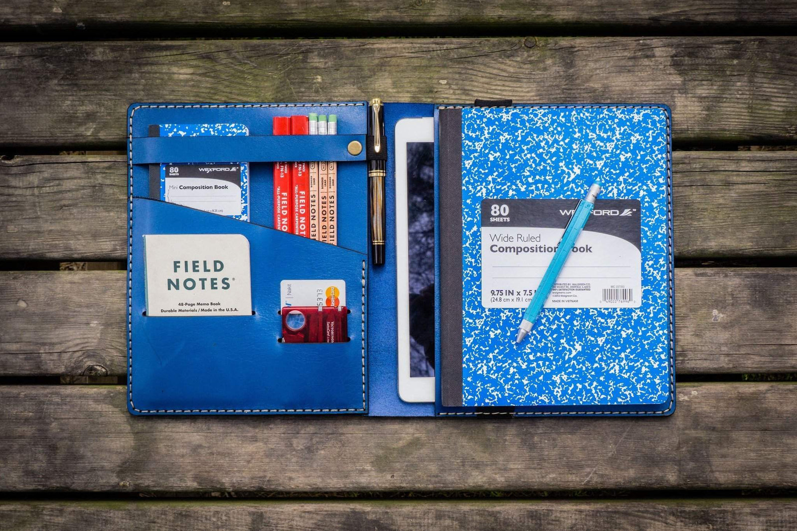 iPad Air/Pro & Extra Large Moleskine Cover - Blue-Galen Leather