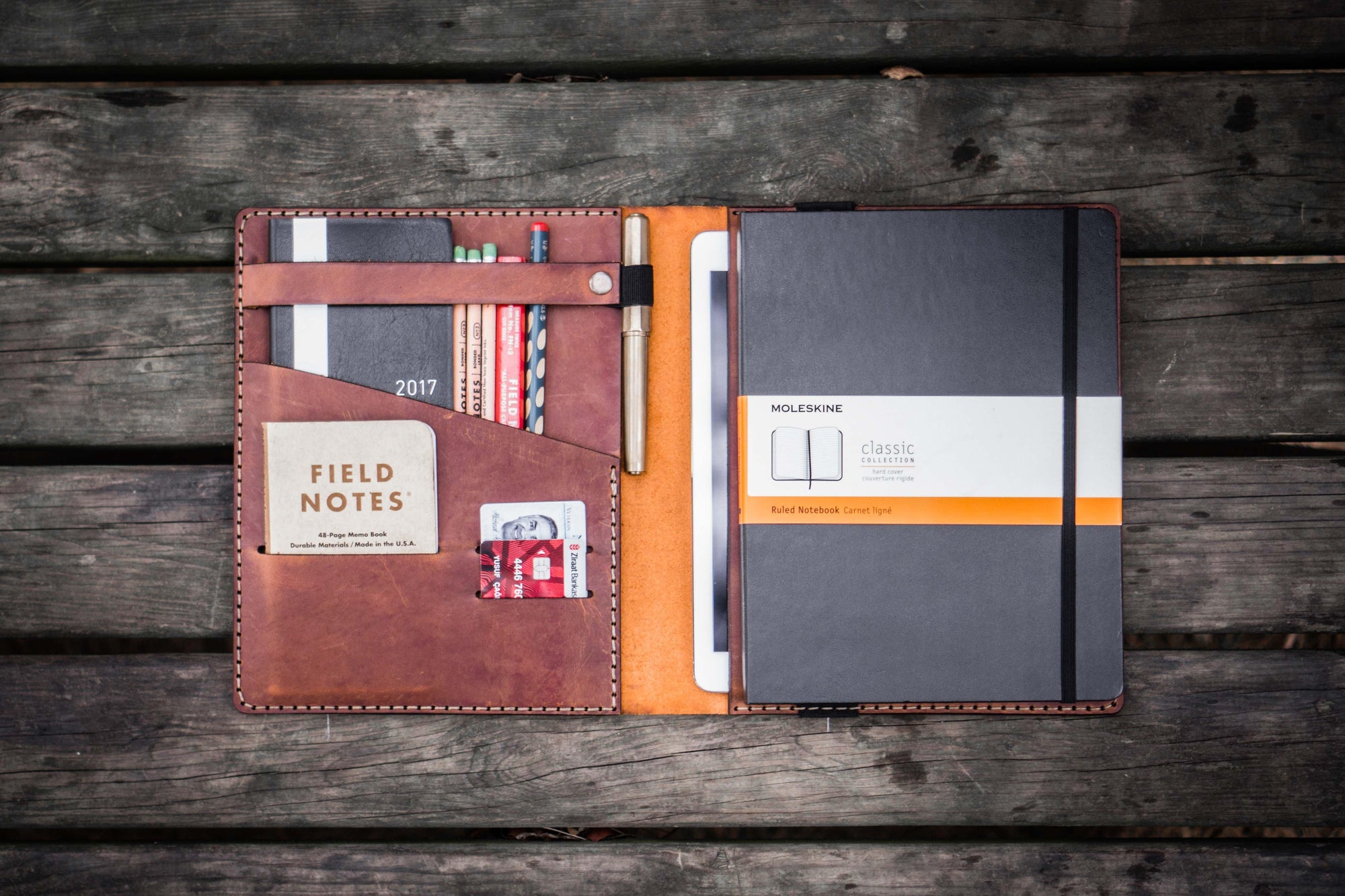 iPad Air/Pro & Extra Large Moleskine Cover - Crazy Horse Tan-Galen Leather