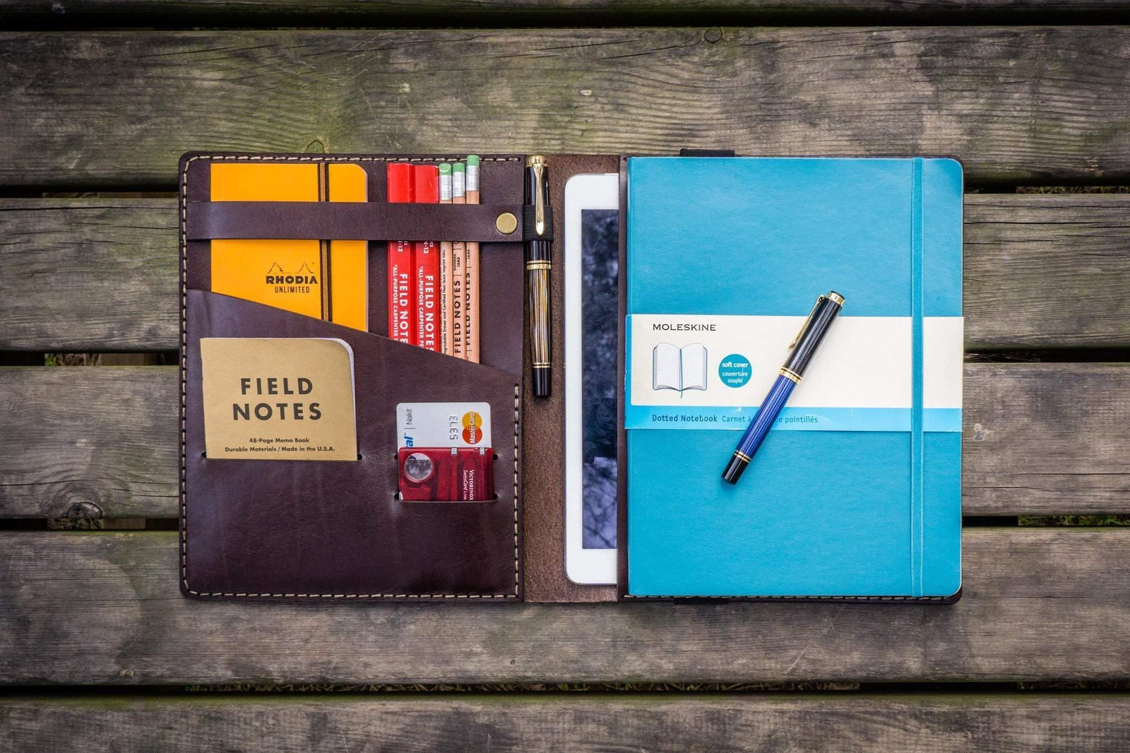 iPad Air/Pro & Extra Large Moleskine Cover - Dark Brown-Galen Leather