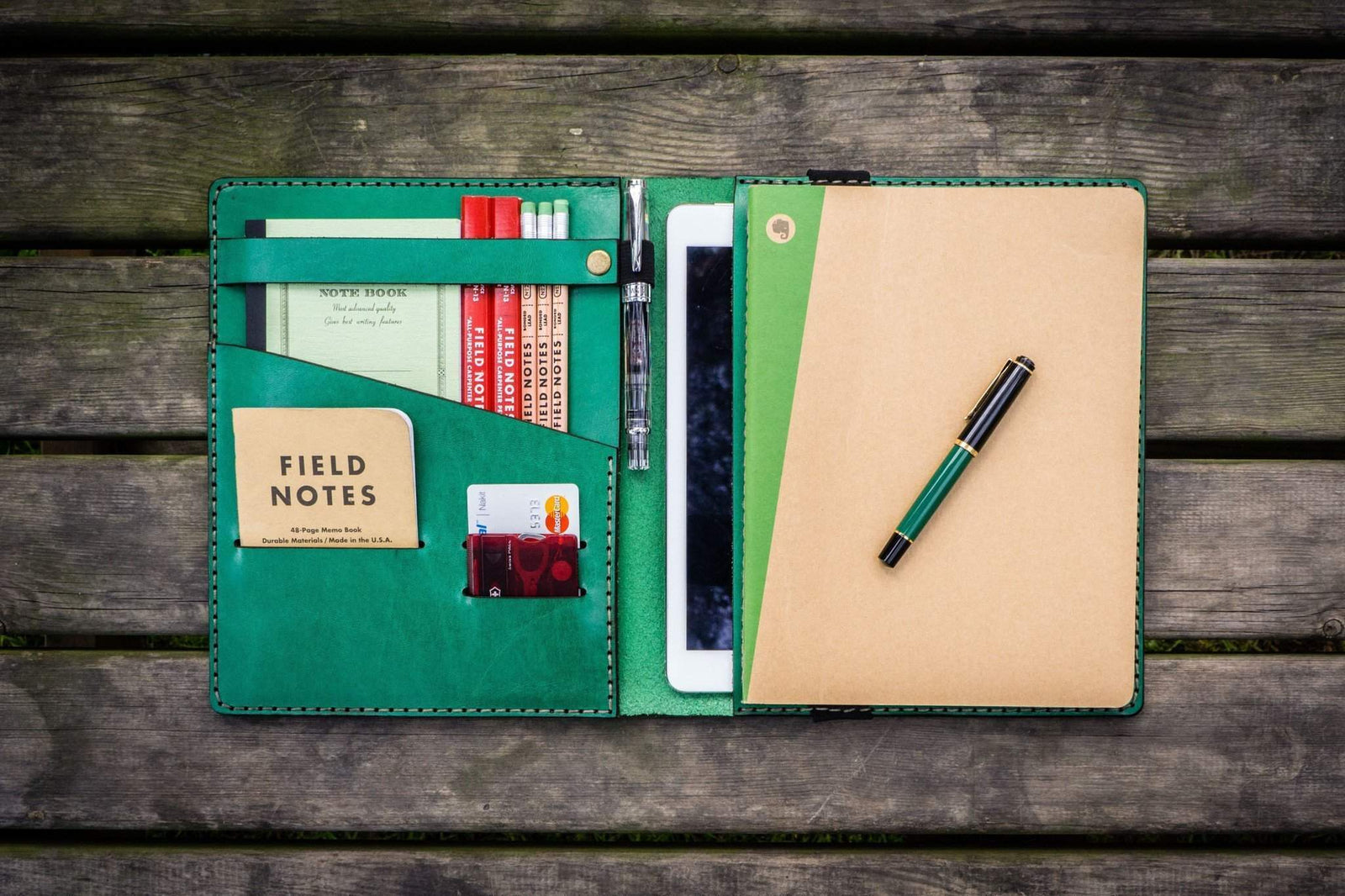 iPad Air/Pro & Extra Large Moleskine Cover - Green-Galen Leather