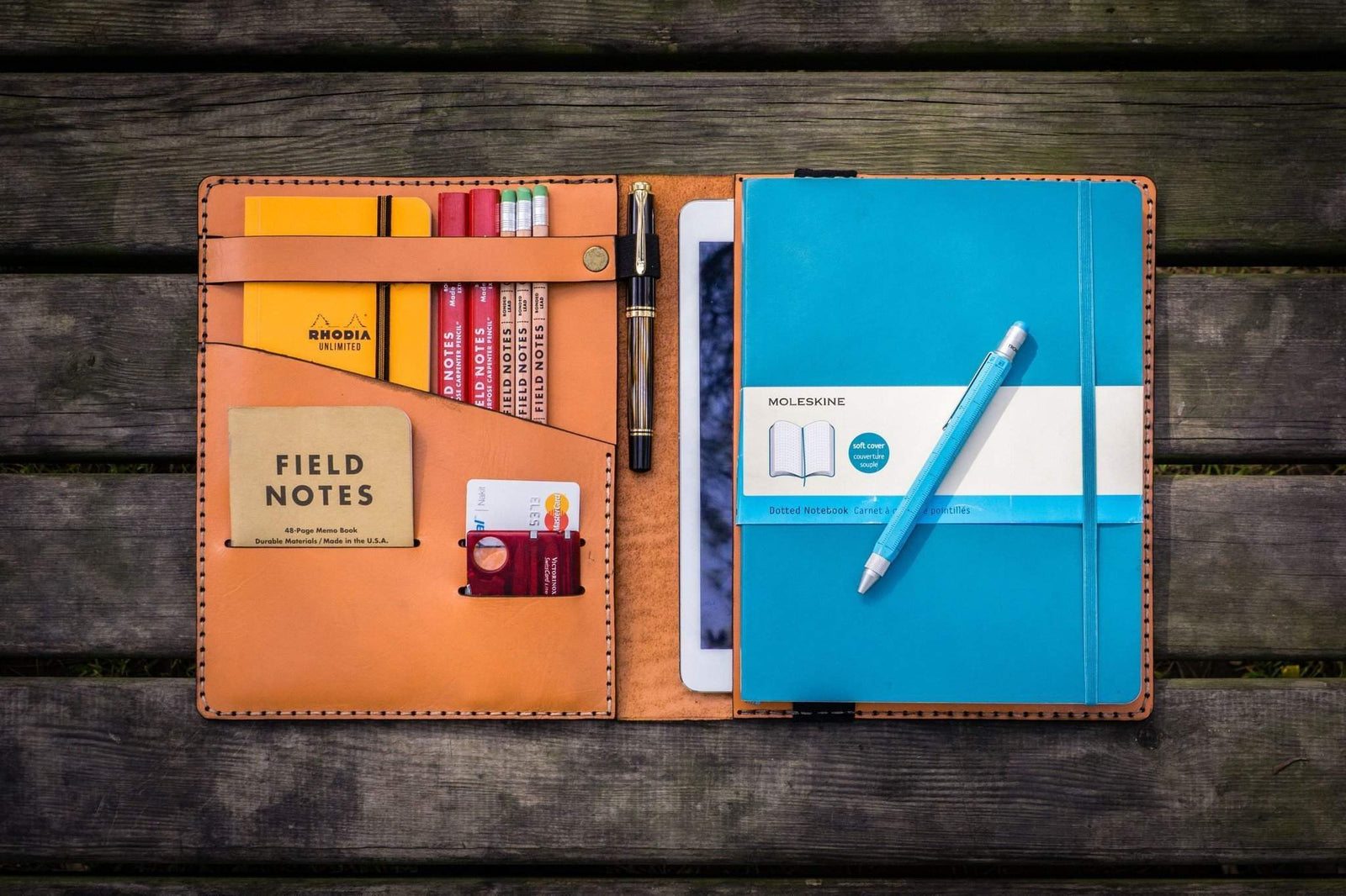 iPad Air/Pro & Extra Large Moleskine Cover - Orange-Galen Leather