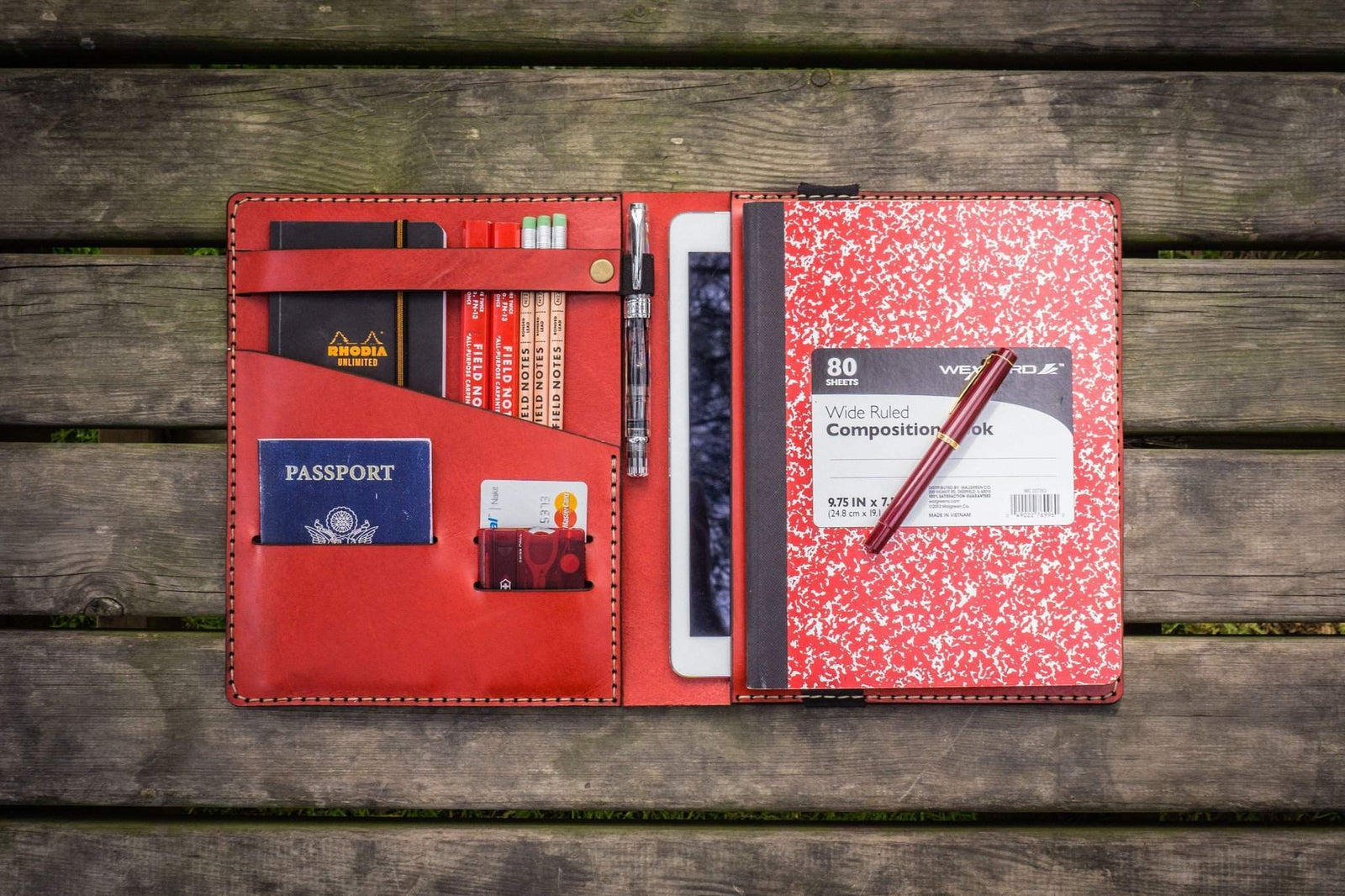 iPad Air/Pro & Extra Large Moleskine Cover - Red-Galen Leather