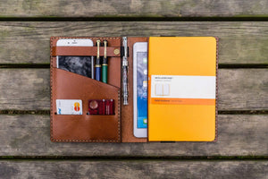 iPad Mini & Large Moleskine Cover - Brown-Galen Leather