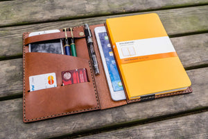 iPad Mini & Large Moleskine Cover - Brown-Galen Leather