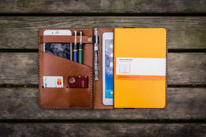 iPad Mini & Large Moleskine Cover - Brown-Galen Leather