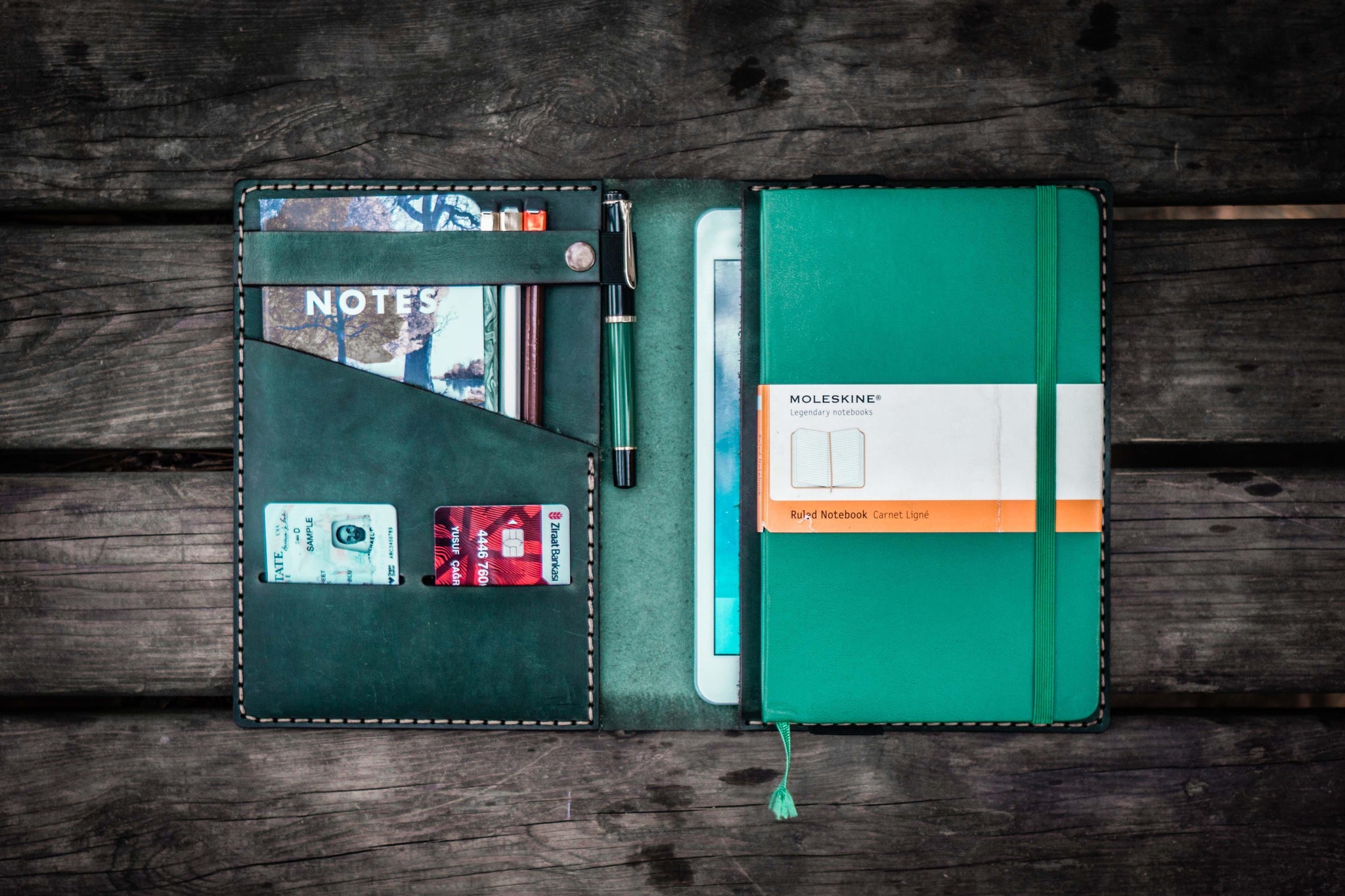 Leather Leuchtturm1917 A5 Notebook Cover - Crazy Horse Forest Green