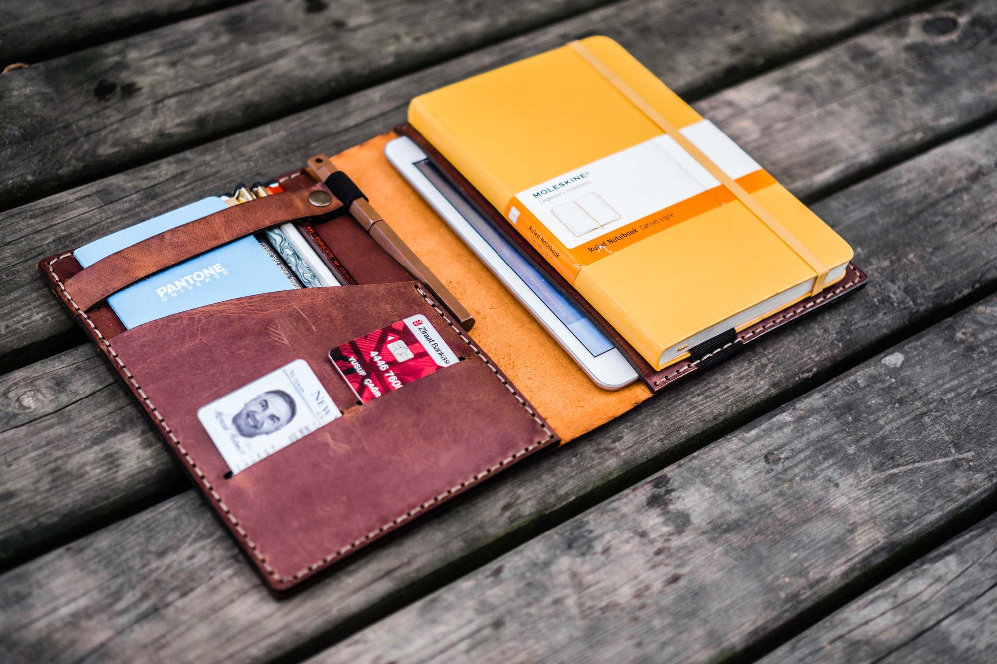iPad Mini & Large Moleskine Cover - Crazy Horse Tan - Galen Leather