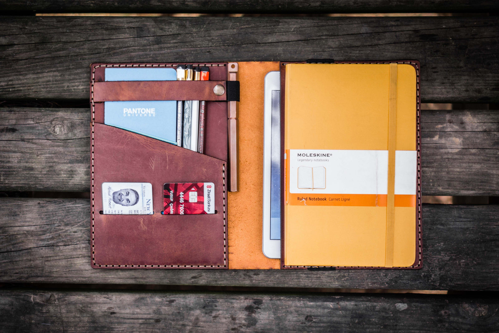 iPad Mini & Large Moleskine Cover - Crazy Horse Tan-Galen Leather