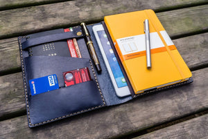 iPad Mini & Large Moleskine Cover - Navy Blue-Galen Leather