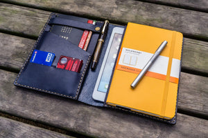 iPad Mini & Large Moleskine Cover - Navy Blue-Galen Leather