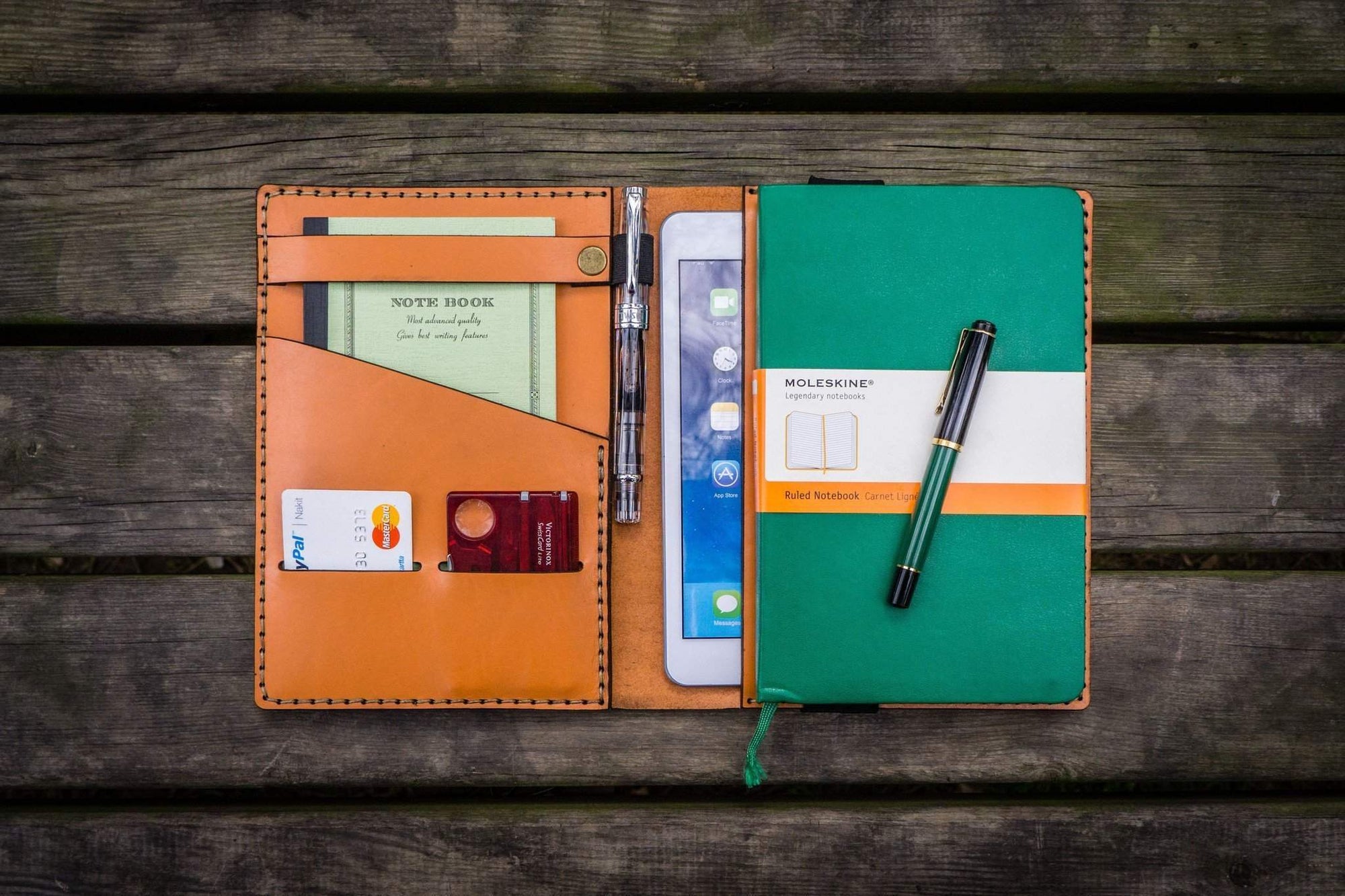 iPad Mini & Large Moleskine Cover - Orange-Galen Leather