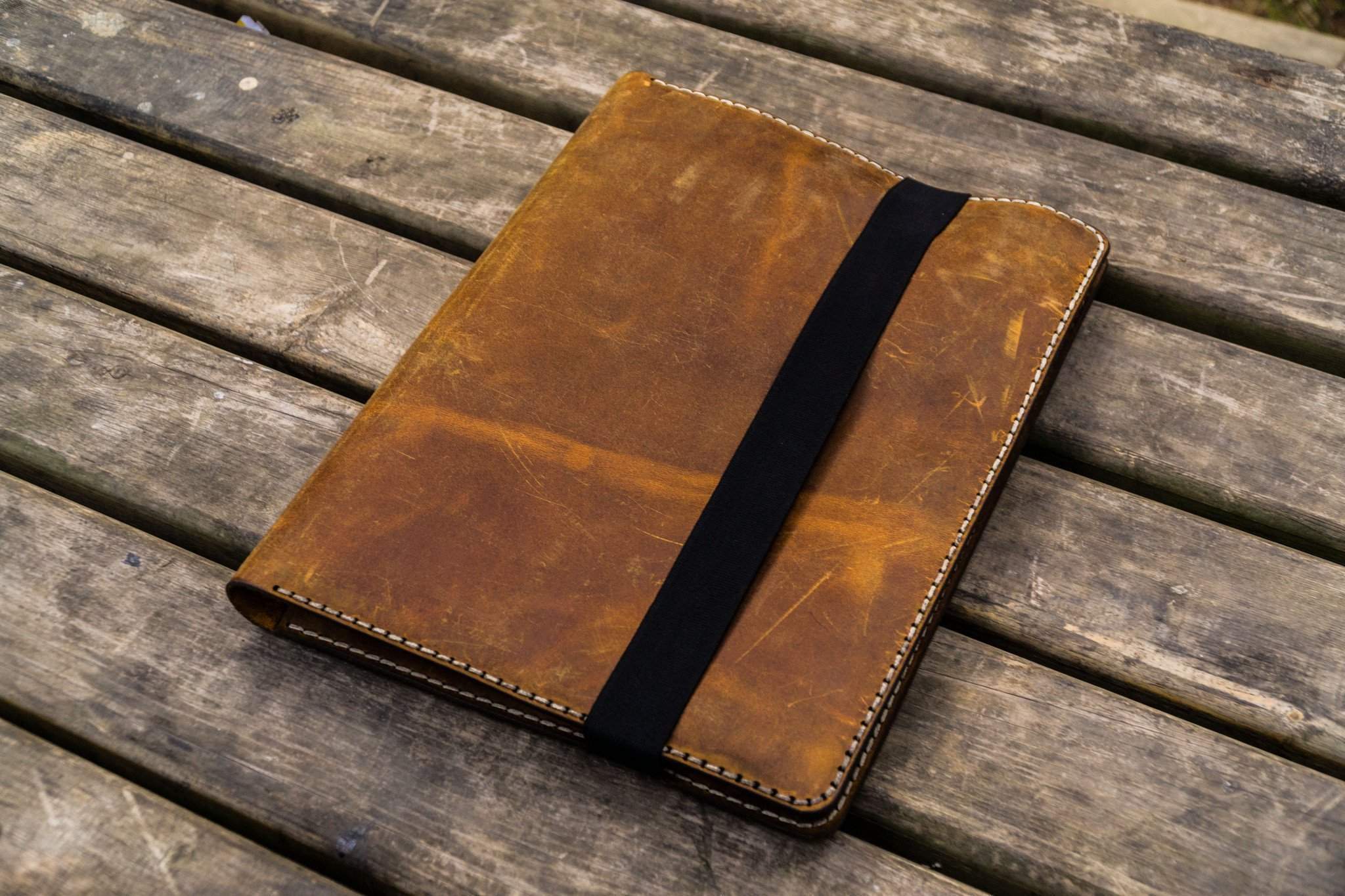 Simple Leather Organizer Folio Case for iPad Mini, Letter/A4 Paper, Chocolate Brown, Size: Large