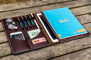 iPad Pro 12.9 & Letter/A4 Size Leather Padfolio - Dark Brown-Galen Leather