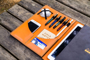 iPad Pro 12.9 & Letter/A4 Size Leather Padfolio - Orange-Galen Leather