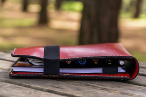 iPad Pro 12.9 & Letter/A4 Size Leather Padfolio - Red-Galen Leather