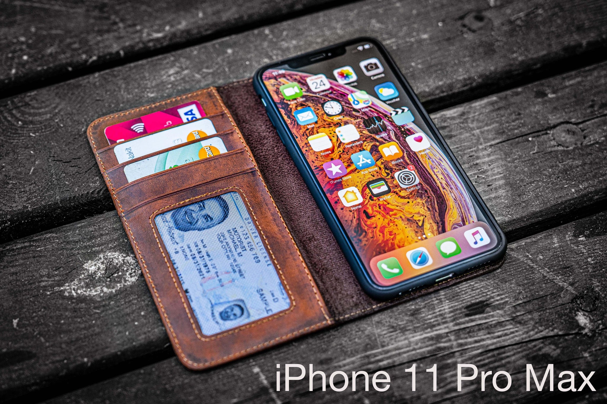 iPhone 11 Pro Max Distressed Brown Leather Wallet Case iPhone 11 Pro Max Distressed Brown Leather Wallet Case