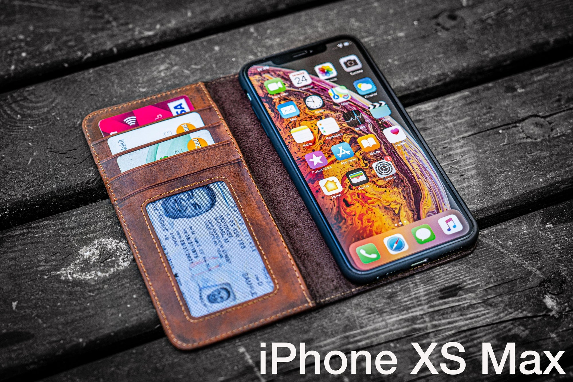 iPhone XS-MAX Leather Wallet Case - No.01