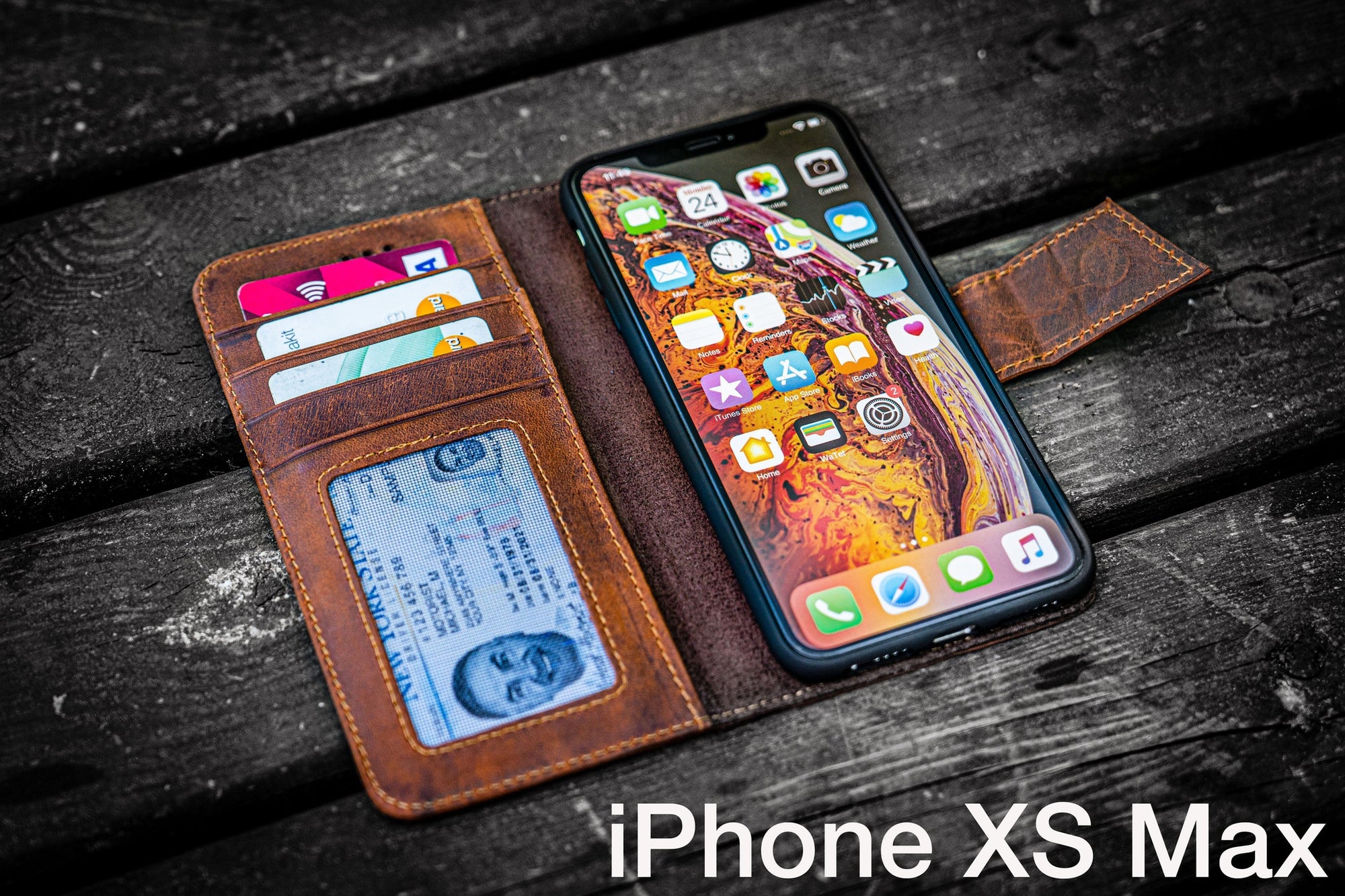 iPhone XS-MAX Leather Wallet Case - No.02
