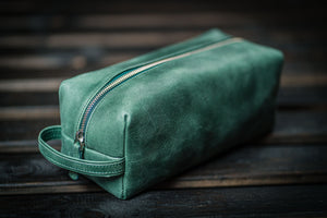 Leather Classic Dopp Kit & Travel Toiletry Bag - Crazy Horse Forest Green-Galen Leather