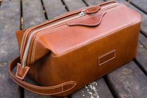 Leather Dopp Kit - Brown-Galen Leather