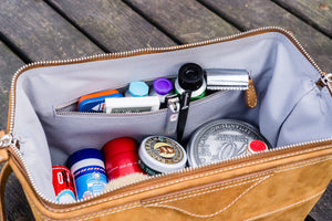 Leather Lunar Makeup / Toiletry Bag - Crazy Horse Brown