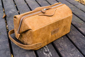 Leather Dopp Kit - Crazy Horse Brown-Galen Leather