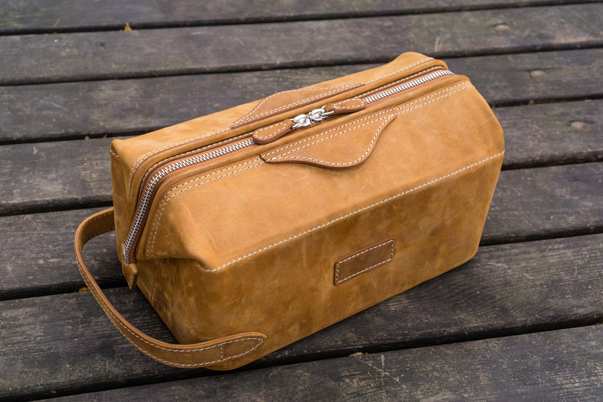 100% Handmade Leather Dopp Kit - Crazy Horse Brown - Galen Leather