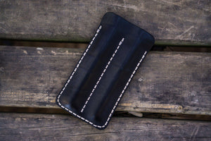 Leather Double Fountain Pen Case / Pen Sleeve - Black-Galen Leather