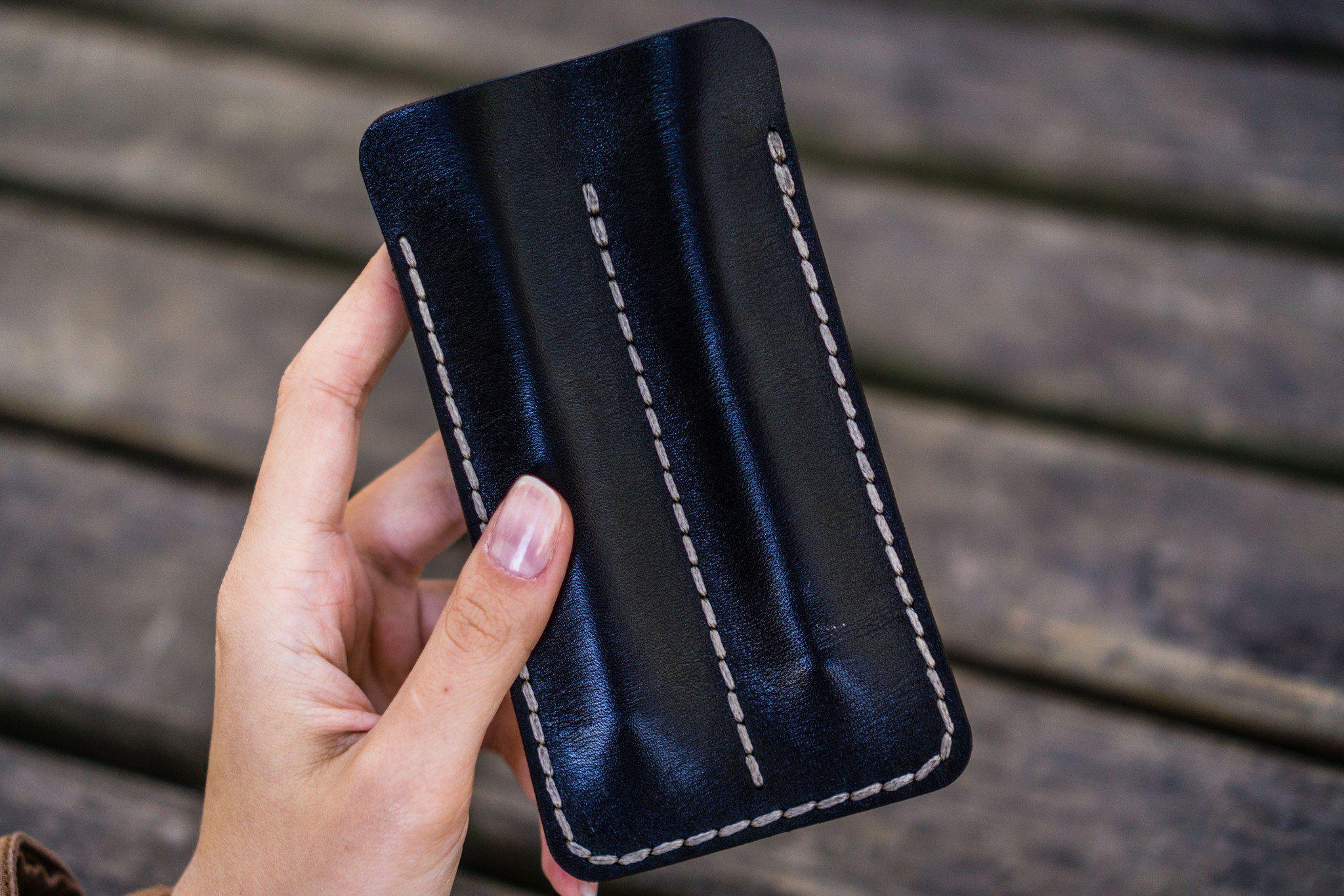 Black Leather Pen Holder  Black walnut and leather material