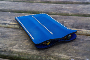 Leather Double Fountain Pen Case / Pen Sleeve - Blue-Galen Leather