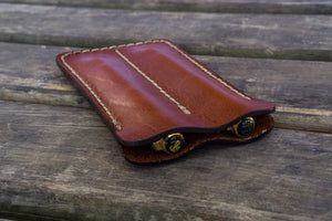 Leather Double Fountain Pen Case / Pen Sleeve - Brown-Galen Leather