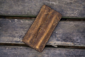Leather Double Fountain Pen Case / Pen Sleeve - Crazy Horse Brown-Galen Leather