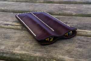Leather Double Fountain Pen Case / Pen Sleeve - Dark Brown-Galen Leather