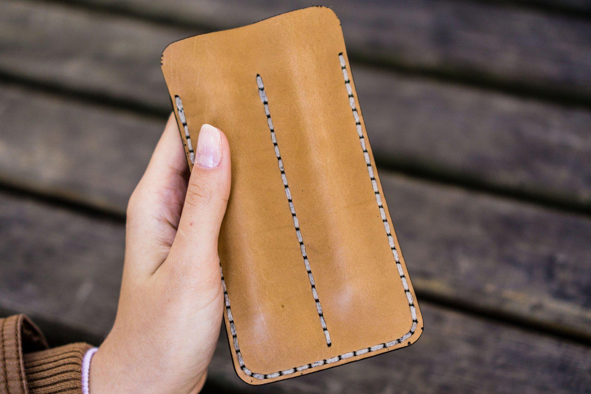 Leather Double Fountain Pen Case / Pen Sleeve - Natural-Galen Leather